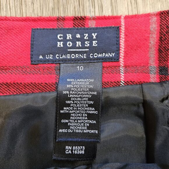 Vtg Liz Claiborne Faux Wrap Plaid Skirt Womens 10 Red Plaid Holiday Preppy Boho - Picture 6 of 8